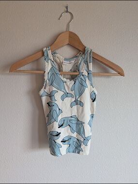 Mini Rodini Blue Dolphin Print Tank Top